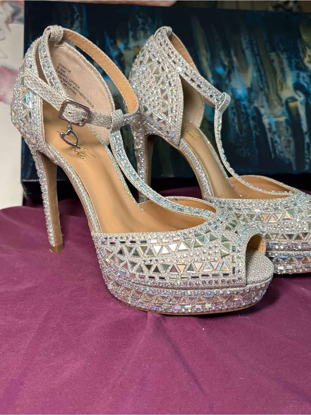 Thalia Sodi Silver T-Strap Platform Heels - Women
